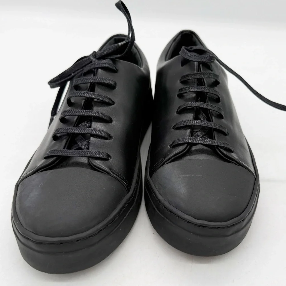 COS Black Leather Lace Up Sneakers Size 6 Minimalist Casual Contemporary